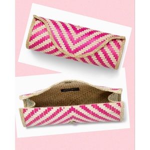 Tommy Bahama Pink and Cream Woven Clutch